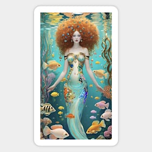 Gustav Klimt's Mystical Siren: Inspired Mermaid Art Magnet